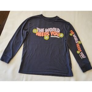 Smiley World Girls Medium (8) "The World Needs You" Long Sleeved Gray T-shirt‎